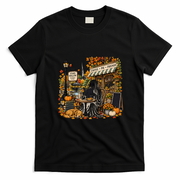 Stars Hollow Coffee Shop Ghost Reading Autumn Fall Vibes T-Shirt - Black