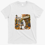 Stars Hollow Coffee Shop Ghost Reading Autumn Fall Vibes T-Shirt - White