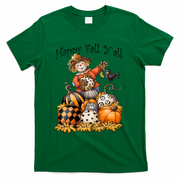 Scarecrow Happy Fall Y'all Pumpkin Thanksgiving Halloween T-Shirt - Green