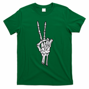 Skeleton Hand Peace Sign T-Shirt - Irish Green