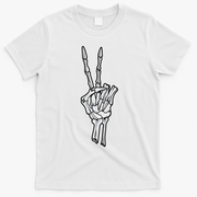 Skeleton Hand Peace Sign T-Shirt - White
