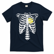 Softball Heart Skeleton Rib Cage Halloween Love Softball T-Shirt - Navy Blue