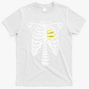 Softball Heart Skeleton Rib Cage Halloween Love Softball T-Shirt - White