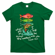 Sardines Isaiah 43:2 Scripture Faith Based Beach Fish Bible Verse T-Shirt - Irish Green