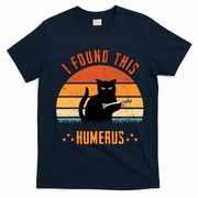 Scary I Found This Humerus Cat Black Humorous T-Shirt - Navy Blue