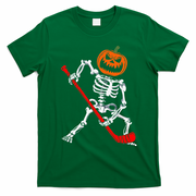 Skeleton Ice Hockey Halloween Pumpkin Hockey T-Shirt - Irish Green
