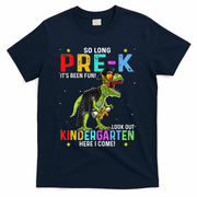 So Long Pre-K Kindergarten Here I Come Dinosaur Graduation T-Shirt - Navy