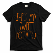 Shes My Sweet Potato I Yam Set Thanksgiving Couple T-Shirt - Black