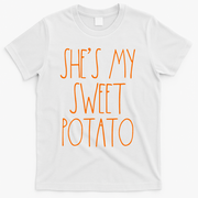 Shes My Sweet Potato I Yam Set Thanksgiving Couple T-Shirt - White