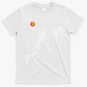 Skeleton Playing Basketball Halloween Costume Boy Kids T-Shirt - White
