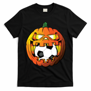Soccer Player Halloween Pumpkin Skeleton Tees Boy T-Shirt - Black