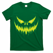 Scary Pumpkin Jack O Lantern Face Halloween T-Shirt - Green