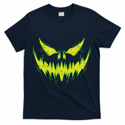 Scary Pumpkin Jack O Lantern Face Halloween T-Shirt - Navy