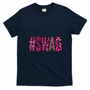 #SWAG Pink Leopard Print Cool T-Shirt - Navy Blue