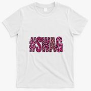 #SWAG Pink Leopard Print Cool T-Shirt - White