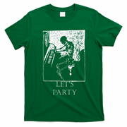 Skeleton Playing Piano Lets Party Halloween T-Shirt - Irish Green