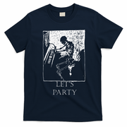 Skeleton Playing Piano Lets Party Halloween T-Shirt - Navy Blue