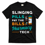 Slinging Pills Pharmacy Tech Vintage Technician Pharmacist T-Shirt - Black