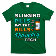 Slinging Pills Pharmacy Tech Vintage Technician Pharmacist T-Shirt - Green