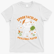 Spooktacular Pickleball Player Ghost Pumpkin Cute Gift T-Shirt - White