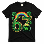 Shamrock Rainbow 67 St Patrick’s Day 6-7 Meme T-Shirt - Black