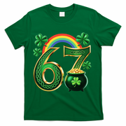 Shamrock Rainbow 67 St Patrick’s Day 6-7 Meme T-Shirt - Green