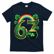Shamrock Rainbow 67 St Patrick’s Day 6-7 Meme T-Shirt - Navy