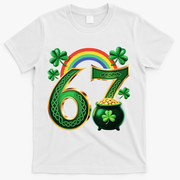 Shamrock Rainbow 67 St Patrick’s Day 6-7 Meme T-Shirt - White