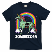 Spooky Rainbow Zombiecorn Halloween Costume T-Shirt - Navy Blue