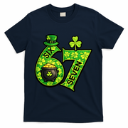 Six Seven 6-7 St Patricks Day 67 Paddys Meme T-Shirt - Navy