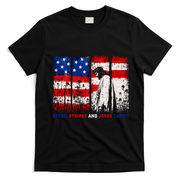 Stars Stripes And Jesus Christ Patriotic T-Shirt - Black