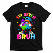 Six Seven Bruh 67 Autism Puzzle 6-7 Meme T-Shirt - Black