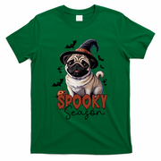 Spooky Season Cute Pug Halloween Graphic T-Shirt - Green
