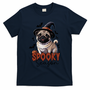 Spooky Season Cute Pug Halloween Graphic T-Shirt - Navy