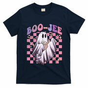 Spooky Season Cute Groovy Ghost Halloween Costume Boo Jee T-Shirt - Navy Blue