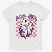Spooky Season Cute Groovy Ghost Halloween Costume Boo Jee T-Shirt - White