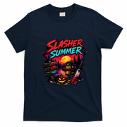 Slasher Summer Horror More Screams Blood Good Times Halloween T-Shirt - Navy Blue