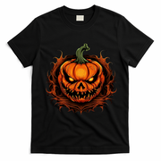 Scary Spooky Jack O Lantern Face Pumpkin Halloween T-Shirt - Black
