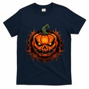 Scary Spooky Jack O Lantern Face Pumpkin Halloween T-Shirt - Navy Blue