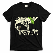 Smoking Skeleton Joint Funny Weed Pot 420 Cannabis Halloween T-Shirt - Black