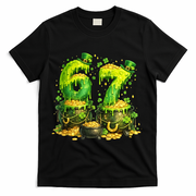 Six Seven Meme 67 St Patricks Day Shamrock T-Shirt - Black
