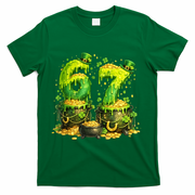 Six Seven Meme 67 St Patricks Day Shamrock T-Shirt - Green