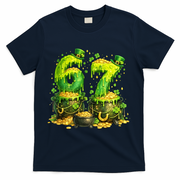 Six Seven Meme 67 St Patricks Day Shamrock T-Shirt - Navy