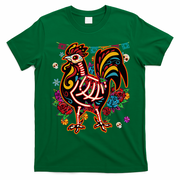 Sugar Skull Mexican Chicken Bone Halloween Day Of Dead T-Shirt - Irish Green