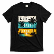 Sun Salt Sand Tropical Summer Beach Vacay T-Shirt - Black