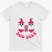 Save The Boo Bees Funny Halloween Breast Cancer Awareness T-Shirt - White