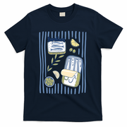 Sardines Tin Coastal Mediterranean Seafood T-Shirt - Navy
