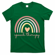 Speech Therapy Speech Language Pathologist Slp Boho Rainbow Gift T-Shirt - Green