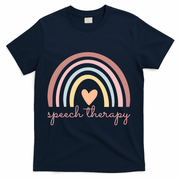 Speech Therapy Speech Language Pathologist Slp Boho Rainbow Gift T-Shirt - Navy