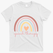 Speech Therapy Speech Language Pathologist Slp Boho Rainbow Gift T-Shirt - White